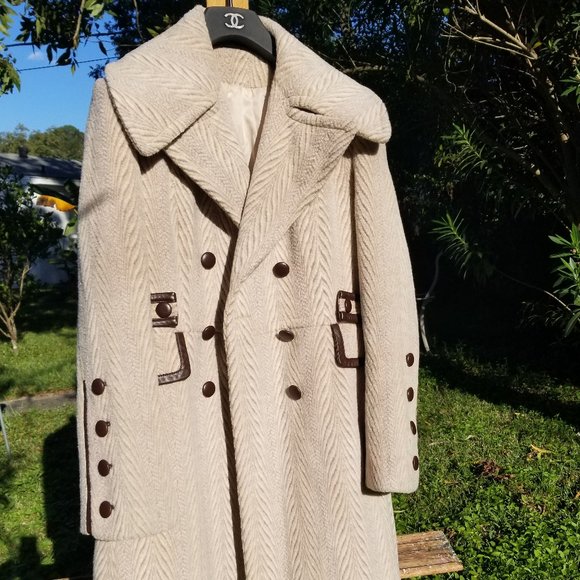 SOLD new Winter/fall Coat size L wool/leather - Picture 1 of 7